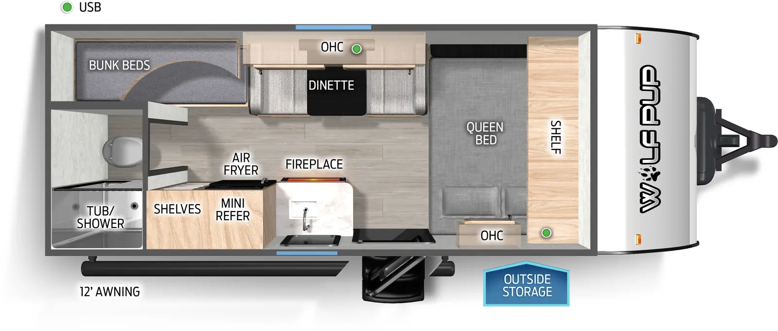 Wolf Pup 16EV Floorplan